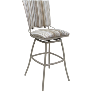 Pemberly Row Extra Tall Bar Stool 34&quot Padded Back Armless in White Fabric Beige