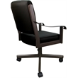 Pemberly Row Leather Dining Caster Chair Swivel Tilt in Black on Brown