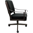 Pemberly Row Leather Dining Caster Chair Swivel Tilt in Black on Brown