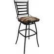 Pemberly Row Set of 3 Swivel Bar Stools Armless in Terracotta Fabric Black