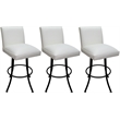 Pemberly Row Set of 3 Swivel Metal Bar Stools in White Vinyl Black Frame