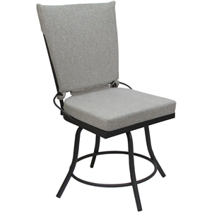 Pemberly Row Patio Dining Chair without Arms in White Fabric Gray