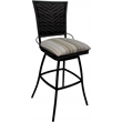 Pemberly Row Bar Stool Armless in Driftwood White Fabric on Black Frame