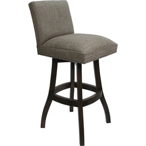 Pemberly Row 26&quot Counter Solid Wood Swivel Stool in Cocoa Fabric & Dark Walnut