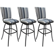 Pemberly Row Set of 3 Outdoor Indoor Extra Tall Stools Armless in Blue Fabric