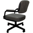 Pemberly Row Swivel Metal Dining Caster Chair in Dark Gray Fabric on Black Frame