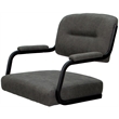 Pemberly Row Swivel Metal Dining Caster Chair in Dark Gray Fabric on Black Frame