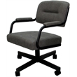 Pemberly Row Swivel Metal Dining Caster Chair in Dark Gray Fabric on Black Frame