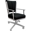 Pemberly Row Leather Dining Caster Chair Swivel Tilt in Black on White Frame