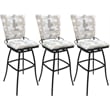 Pemberly Row 3Pc Counter Stools Padded Back Armless - White Fabric on Gray Frame
