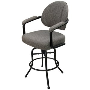 Pemberly Row 26&quot Vinyl Swivel Tilt Counter Stool in Mojave Gray & Black
