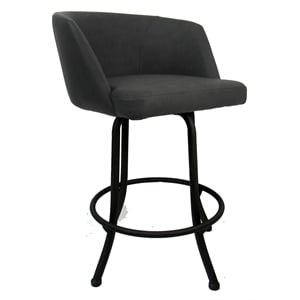 Pemberly Row 26&quot Swivel Counter Stool in Charcoal Vinyl with Black Frame