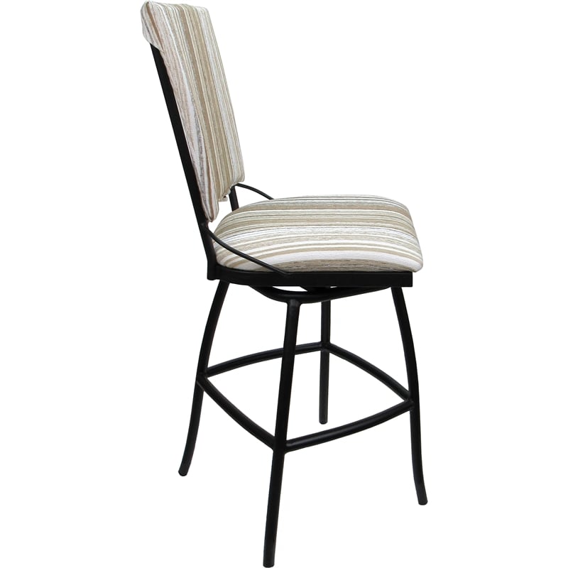 Pemberly Row Counter Bar Stool Padded Back Armless in DriftWhite Fabric & Black