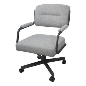 Pemberly Row 38&quot Swivel Metal & Fabric Dining Chair in Gray & Charcoal