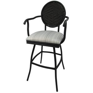 Pemberly Row Swivel 30&quot Bar Stool in Black Powder Coated Frame