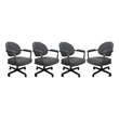 Pemberly Row Set of 4 Swivel Metal Dining Caster Chair in Grey Vinyl & Grey