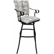 Pemberly Row Set of 3 Bar Stools with Padded Back Arms in White Fabric