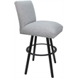 Pemberly Row Set of 3 Swivel Metal Counter Stools in Hemsath Slate Fabric & Gray