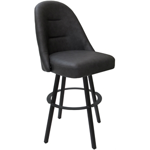 Pemberly Row 34&quot Swivel Metal Extra Tall Bar Stool in Gray Vinyl with Gray Frame