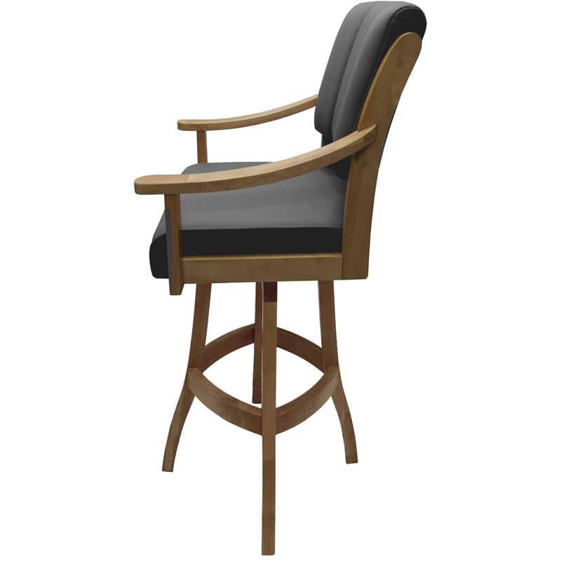 Pemberly Row Leather Solid Wood Bar Stool 30