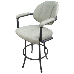 Pemberly Row 26&quot Vinyl Swivel Counter Stool in Innova Albaster & Gray