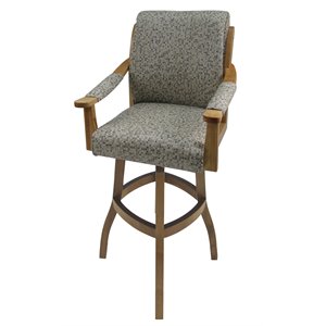 Pemberly Row 34&quot Swivel Wood Extra Tall Bar Stool in Peppered Gray