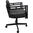 Pemberly Row Swivel Metal Dining Caster Chair in Northwest Elk Gray Fabric