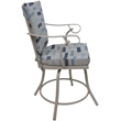 Pemberly Row Outdoor/Indoor Patio Dining Set in B-W Blue Beige Fabric & Beige
