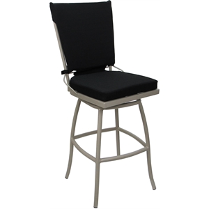 Pemberly Row 26&quot Armless Counter Bar Stool in Black Fabric & Beige