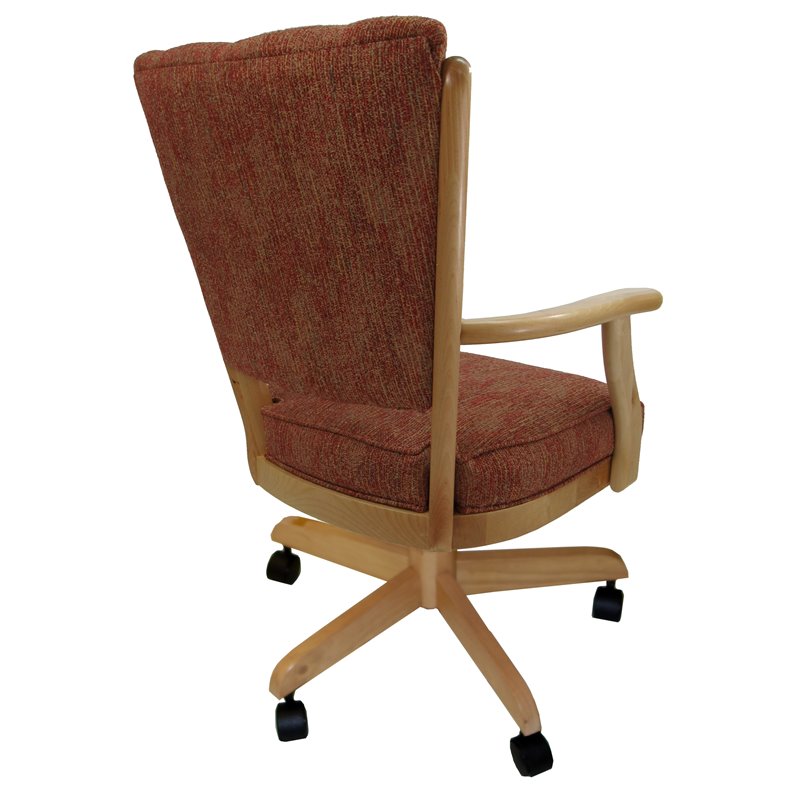 Pemberly Row Swivel Wood Dining Caster Chair on Wheels in P-Siene Red