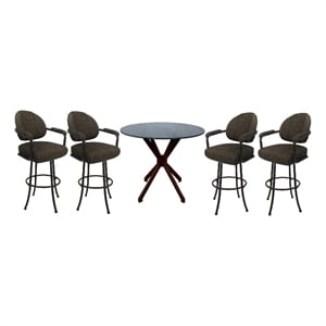 Pemberly Row Pub Set with 26&quot Swivel Counter Stools in Sanora Brown