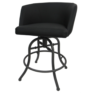 Pemberly Row Swivel Tilt Metal Bar Stool 30&quot Seat in Black Lava Vinyl & Gray
