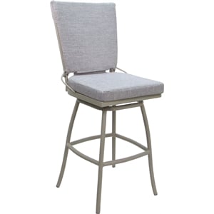 Pemberly Row Swivel Counter Stool 26&quot Seat Armless in Cream Fabric & Beige