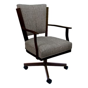 Pemberly Row Swivel Dining Caster Chair in Cocoa Brown Fabric & Brown Frame