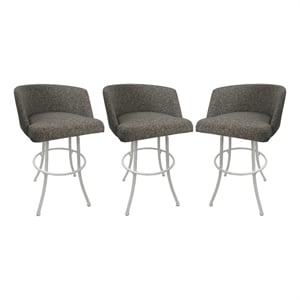 Pemberly Row Swivel Counter Metal Bar Stool 26&quot in Mojave Grey & White