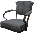 Pemberly Row Swivel Tilt Metal Caster Chair in Dark Gray Fabric & Brown Frame