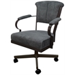 Pemberly Row Swivel Tilt Metal Caster Chair in Dark Gray Fabric & Brown Frame