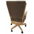 Pemberly Row Swivel Wood Dining Caster Chair on Wheels in Brown Oak