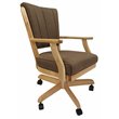 Pemberly Row Swivel Wood Dining Caster Chair on Wheels in Brown Oak