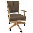 Pemberly Row Swivel Wood Dining Caster Chair on Wheels in Brown Oak