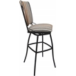 Pemberly Row Set of 3 Padded Back Armless Bar Stools in Nutmeg Fabric & Gray