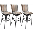 Pemberly Row Set of 3 Padded Back Armless Bar Stools in Nutmeg Fabric & Gray
