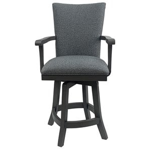 Pemberly Row 26&quot S-Base Swivel Wood Counter Stool in Aqua Marine Blue
