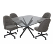Pemberly Row Dinette Swivel Caster Chairs in Clear Glass - Mojeva Grey & Grey