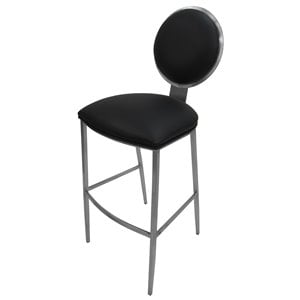 Pemberly Row 30&quot Contemporary Stainless Steel Bar Stool in Black
