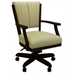 Pemberly Row Caster Solid Wood Dining Chair in Ocean Beige Vinyl Dark Wood
