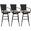 Pemberly Row Set of 3 Counter Stools with Arms in DriftNutmeg with Black Frame