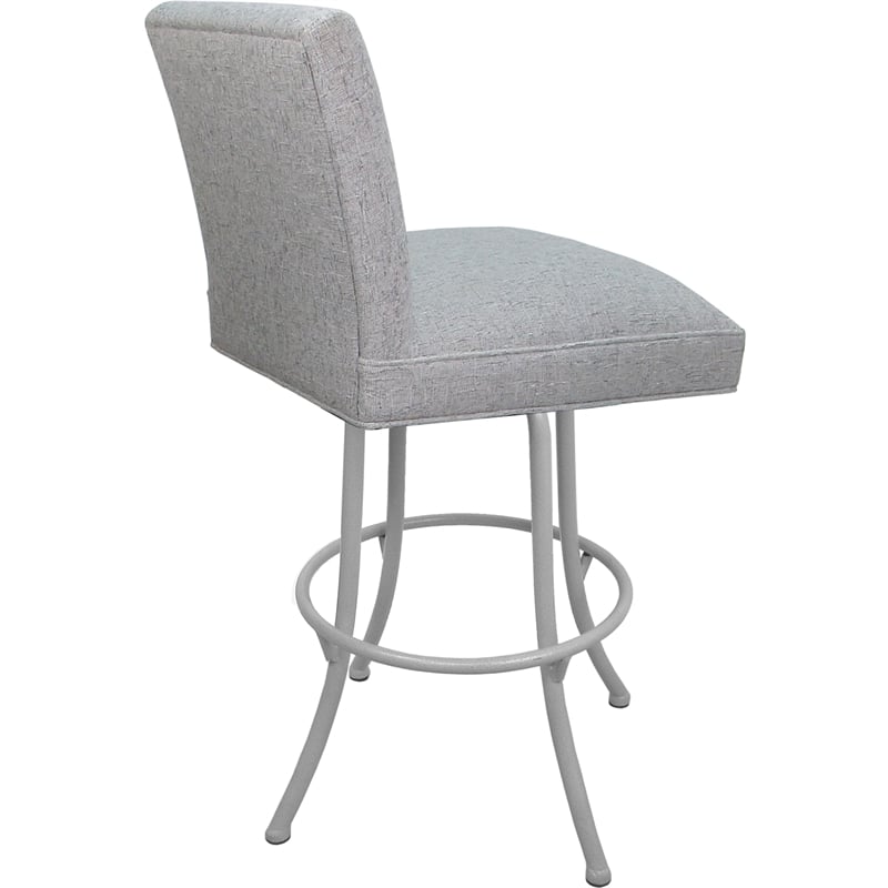 Pemberly Row Set of 3 Swivel Stools in Hemsath Slate Fabric with White Frame