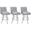 Pemberly Row Set of 3 Swivel Stools in Hemsath Slate Fabric with White Frame