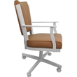 Pemberly Row Leather Dining Caster Chair Swivel Tilt in Brown on White